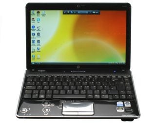 HP Pavilion dv3-2050ea laptop with screen display on.