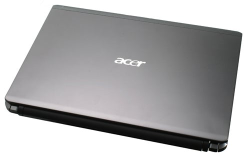 Acer Aspire Timeline 4810T laptop closed on white background.