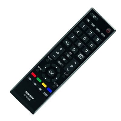 Toshiba Regza TV remote control on white background.