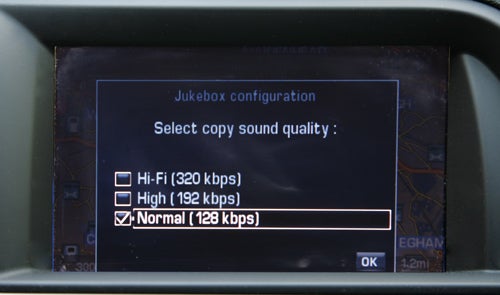 Citroen C5's infotainment system displaying audio quality settings.