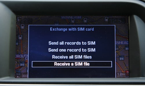 Citroen C5 onboard display showing SIM management options.