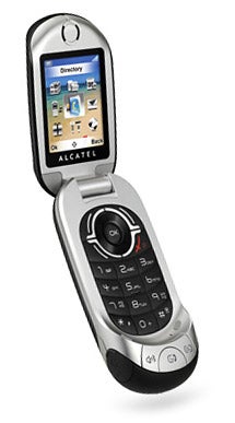 Alcatel OT-S319 flip phone open showing screen and keypad.
