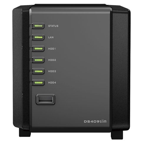 Synology Disk Station DS409slim NAS server front view.