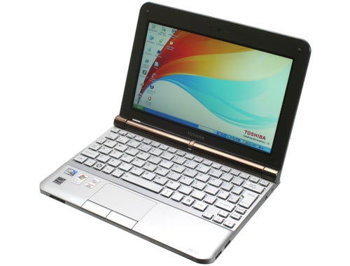 Toshiba NB200-10Z Netbook opened on table.