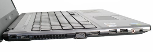 Side view of Acer Aspire Timeline 5810T showing ports.