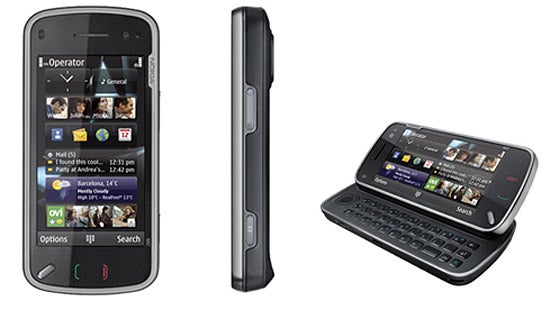 Nokia N97 smartphone closed and open sliding keyboard views.