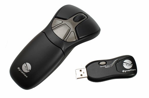 Gyration Air Mouse GO Plus and wireless USB receiver.
