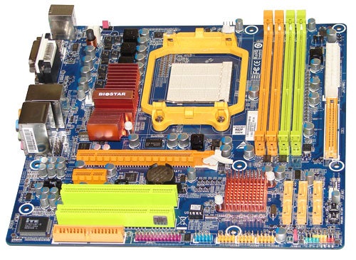 Biostar TA790GX XE motherboard viewed from above.