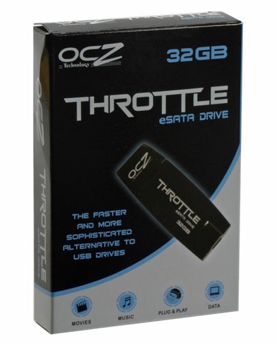 OCZ Throttle eSATA Flash Drive 32GB in packaging.