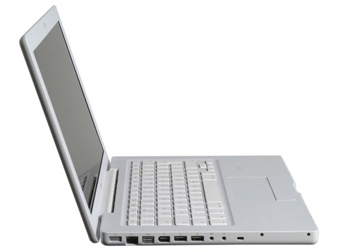 White Apple MacBook 13-inch opened on a white background