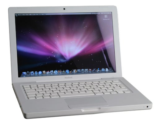 Apple MacBook 13-inch White Unibody on White Background.