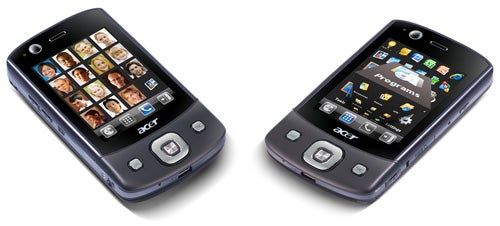 Two Acer DX900 smartphones displaying different applications.