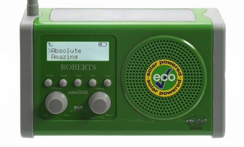 Roberts solarDAB Radio in green with digital display.