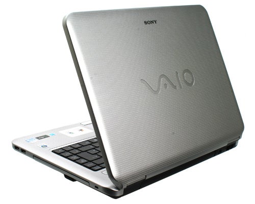 Sony VAIO VGN-NS30E/S laptop with open lid viewed from side.