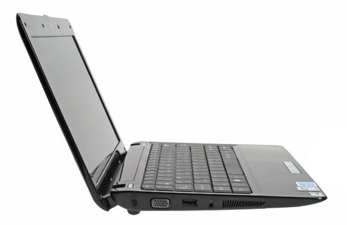 Asus Eee PC 1101HA Netbook with open lid on white background.