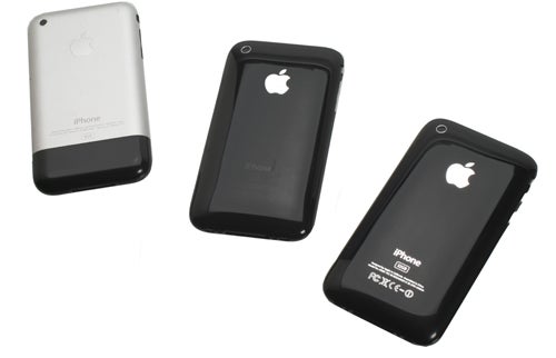 Apple iPhone 3GS with two protective cases.