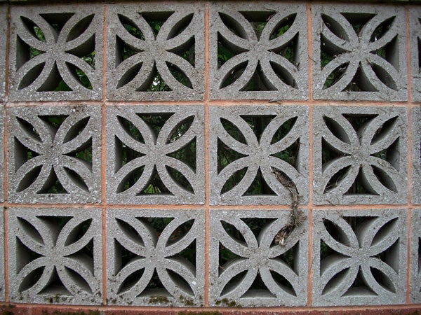 Decorative concrete block wall with star patterns
