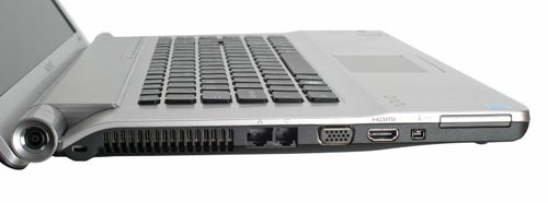 Side view of Sony VAIO VGN-FW48E/H laptop showing ports.