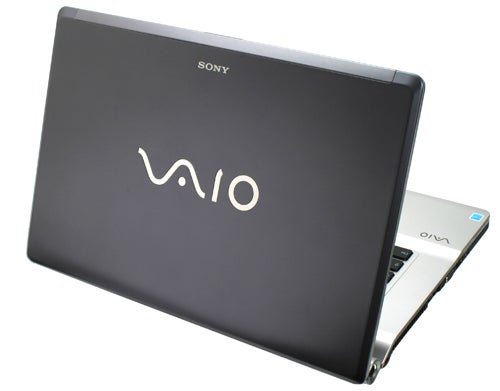 Sony VAIO VGN-FW48E/H laptop with open lid on white background.