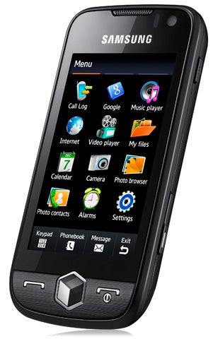 Samsung Jet S8000 smartphone displaying its menu screen.