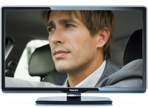 Philips 42PFL8404 LCD TV displaying a man in a car.