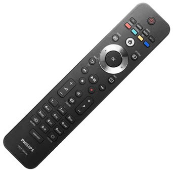 Philips LCD TV remote control on white background.