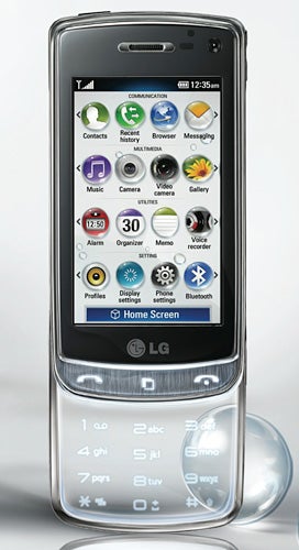 LG Crystal GD900 phone with transparent keypad.