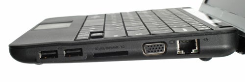 Side view of HP Compaq Mini 110c netbook showing ports.