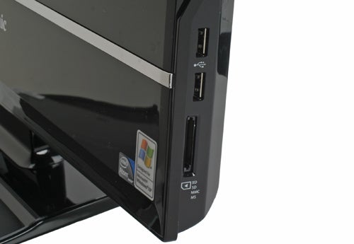 Close-up of ViewSonic VPC100 side ports and logo
