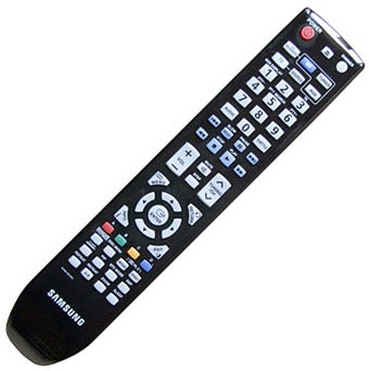 Samsung HT-BD1250 system remote control on white background.