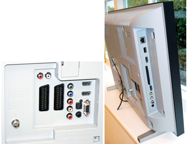 Sony Bravia 22-inch LCD TV side and back panel inputs.