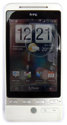 HTC Hero (G2 Touch) smartphone showing home screen.