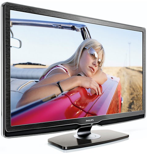 Philips 42PFL9664 LCD TV displaying vibrant image of woman in car.