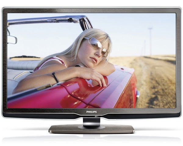 Philips 42PFL9664 LCD TV displaying a vivid car scene.