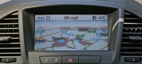 Vauxhall Insignia Elite navigation screen displaying map and temperature.