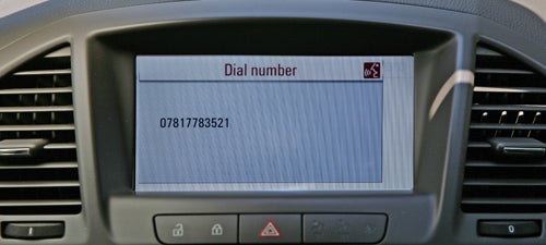 Vauxhall Insignia's infotainment screen displaying a phone dial interface.