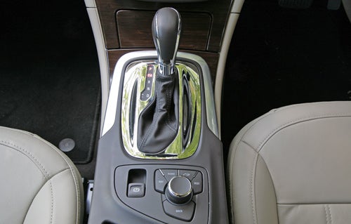 Vauxhall Insignia's interior showing gear shifter and controls.