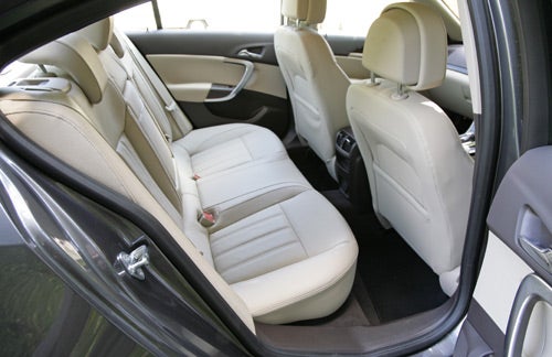 Rear interior view of Vauxhall Insignia Elite with leather seats.