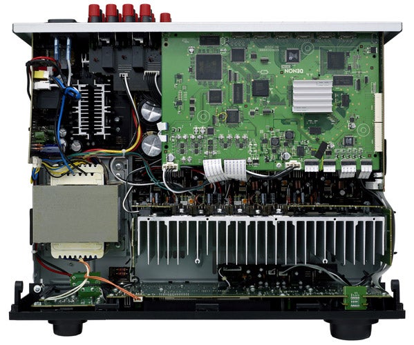 Interior view of Denon AVR-2310 AV Receiver showing circuitry.