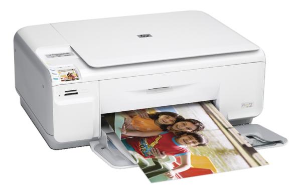 HP Photosmart C4480 printer with a color printout.