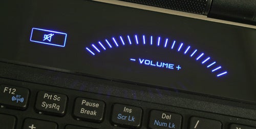 Illuminated volume control on a gaming laptop keyboard