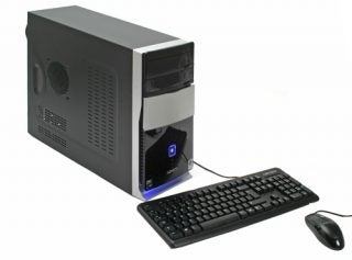 Advent PQG9002 PC with keyboard and mouse on white background