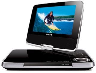 Philips PET744 Portable DVD Player with open screen.