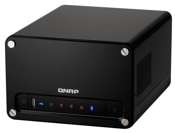 QNAP TS-219 Turbo NAS storage device on white background.