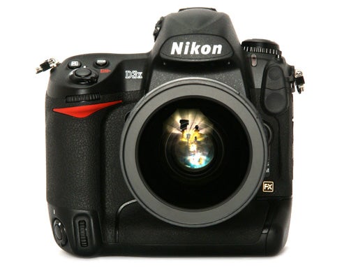 Nikon D3x DSLR camera front view with lens.
