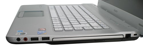 Sony VAIO VGN-NW11S/S laptop keyboard and side ports view.