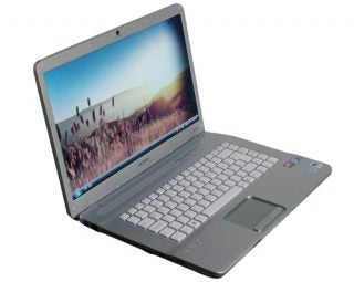 Sony VAIO VGN-NW11S/S laptop with open lid displaying screen.