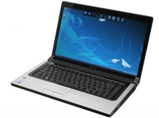 Dell Studio 1555 laptop in Midnight Blue with screen on