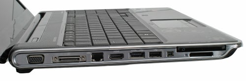 HP Pavilion dv6-1240ea laptop side showing ports and CD drive.