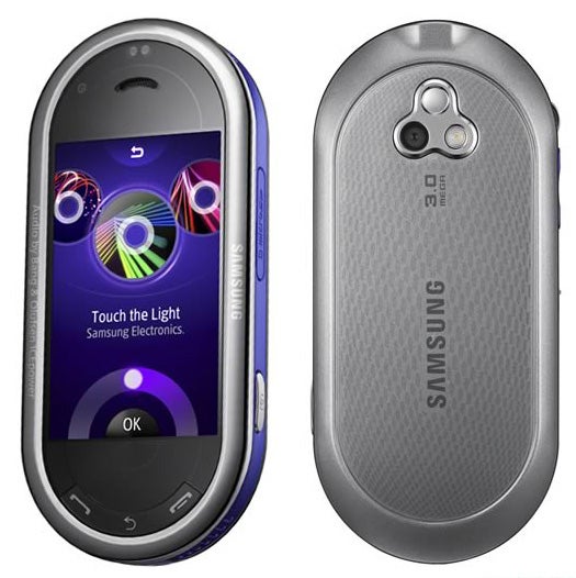 Samsung M7600 Beat DJ phone front and back view.